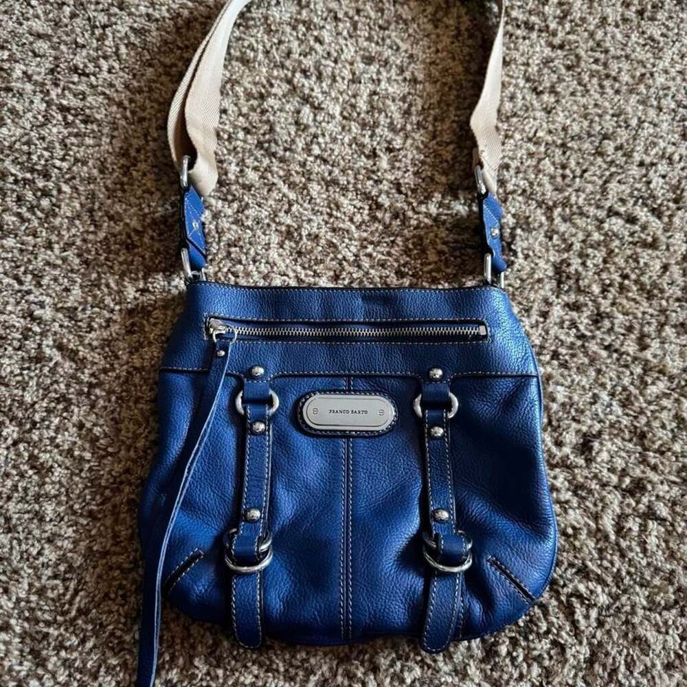 Franco Sarto Blue Leather Crossbody Bag